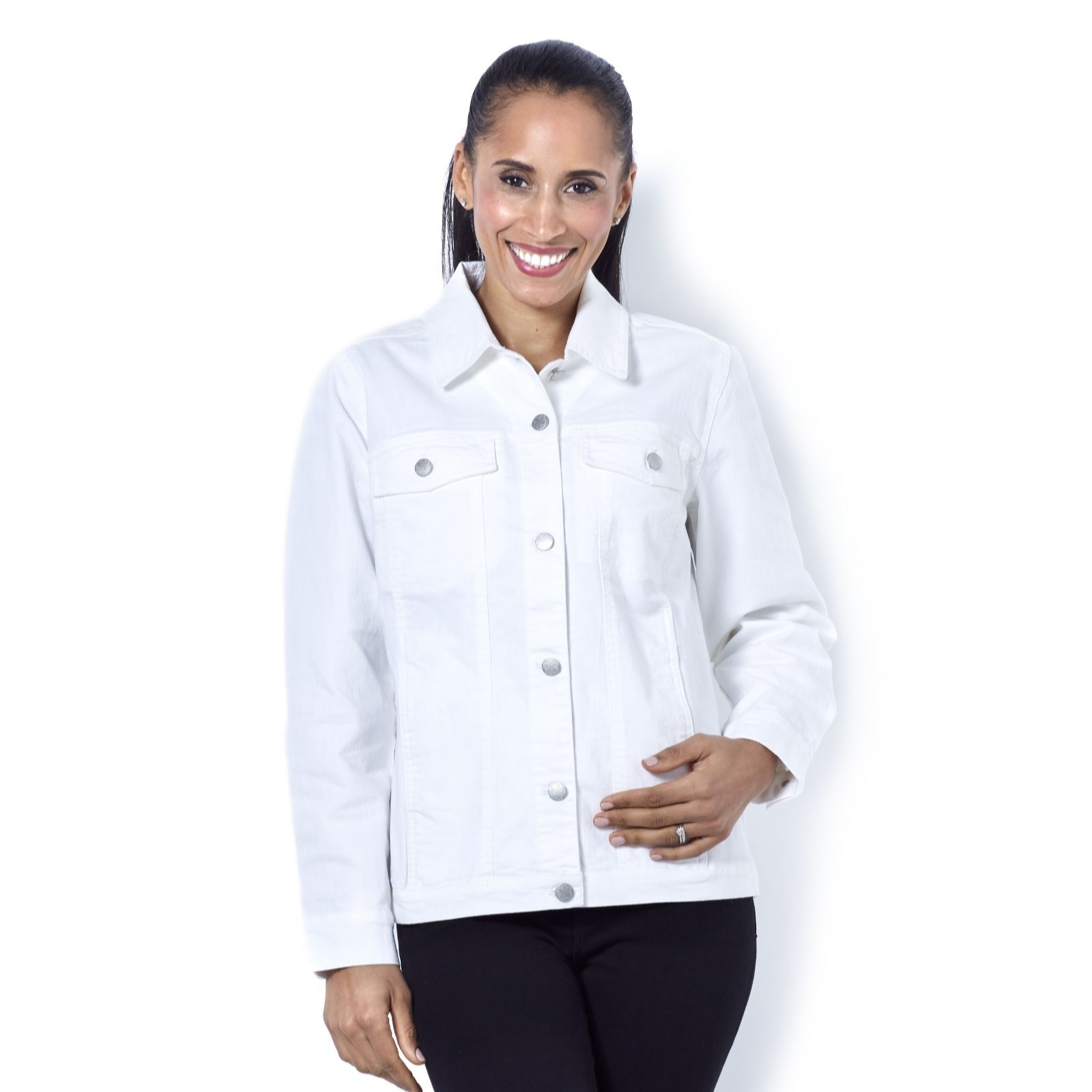 Denim & Co. Stretch Coloured Denim Jean Jacket QVC UK