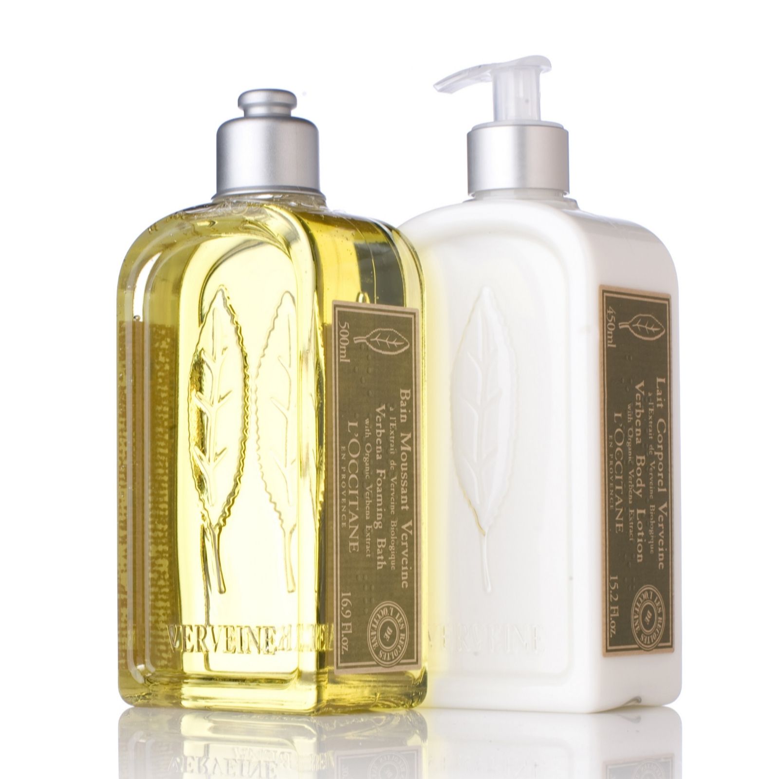 L'Occitane Set of 2 Verbena Foaming Bath & Body Lotion QVC UK