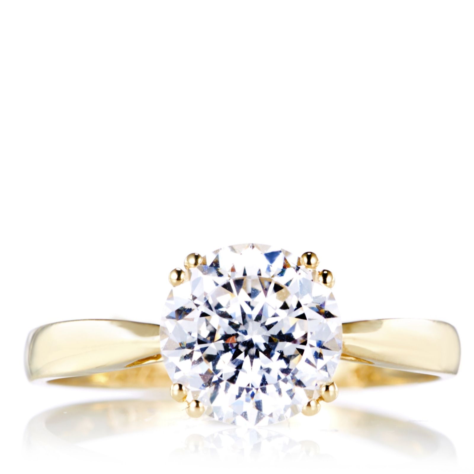 Diamonique 2ct tw 100 Facet Solitaire Ring 9ct Gold QVC UK