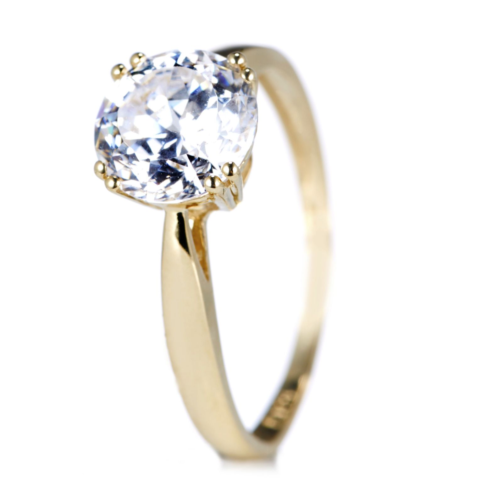 Diamonique 2ct tw 100 Facet Solitaire Ring 9ct Gold QVC UK