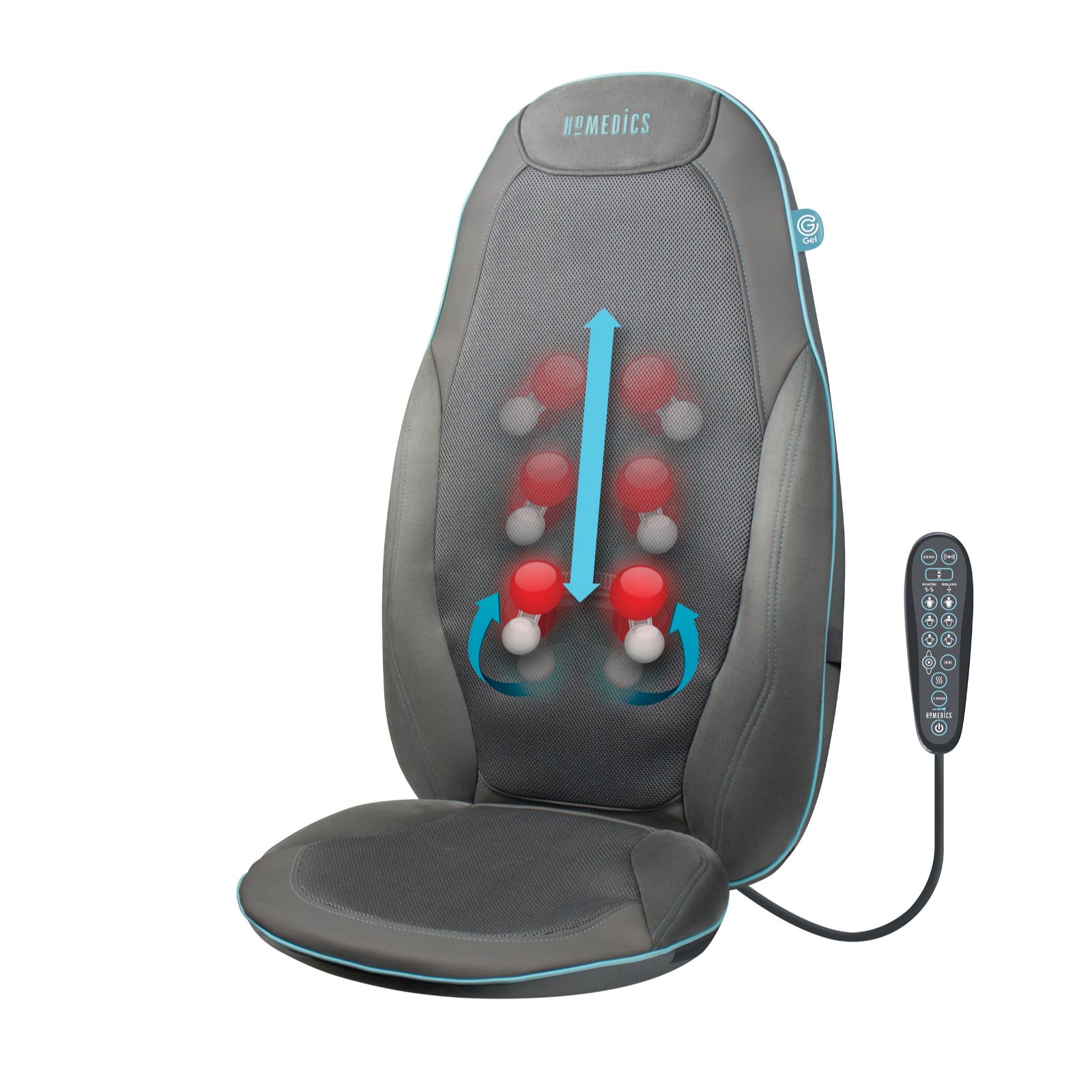 Homedics Gel Shiatsu Back Massage Cushion QVC UK