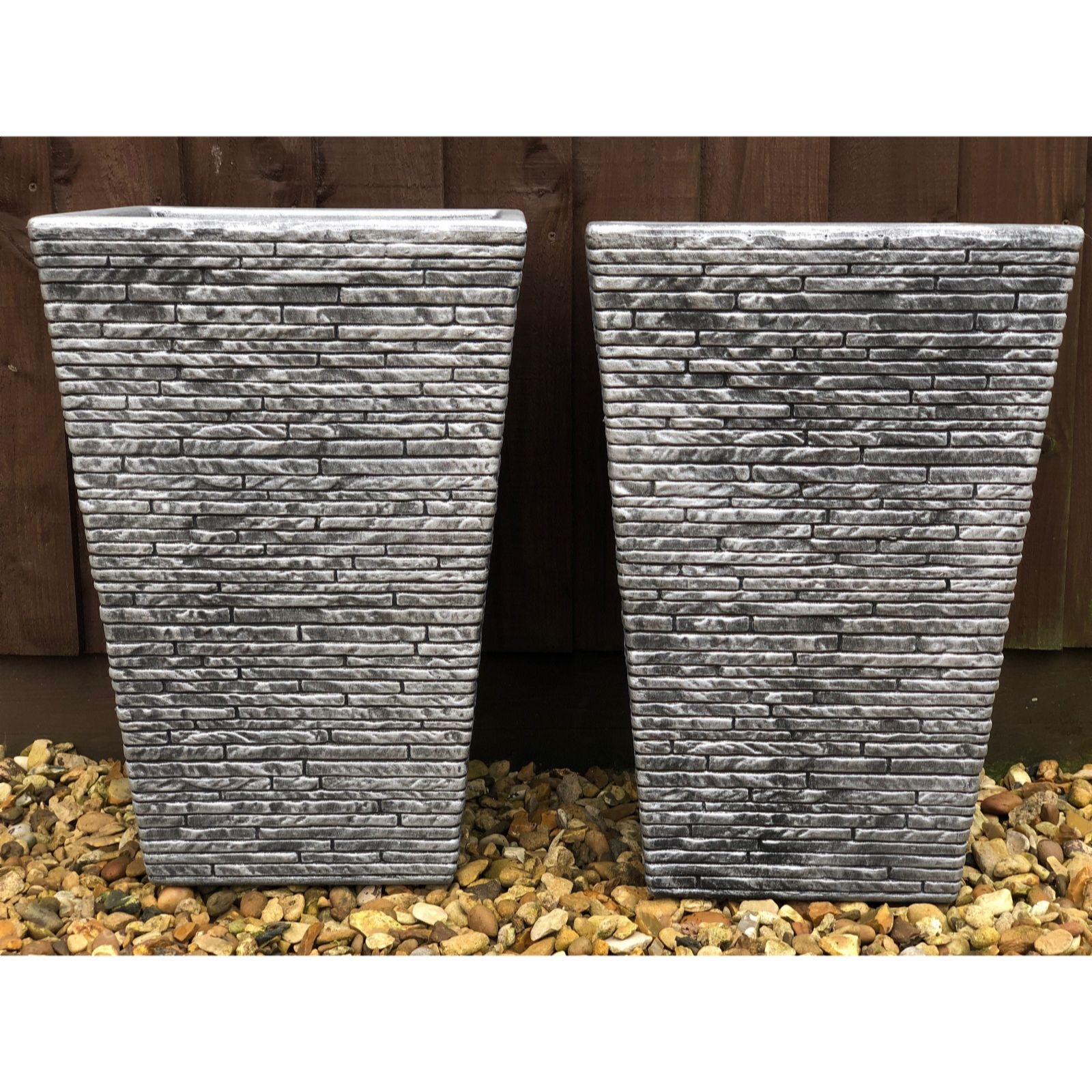 Plants2Gardens 2 x Slate Effect Planters QVC UK