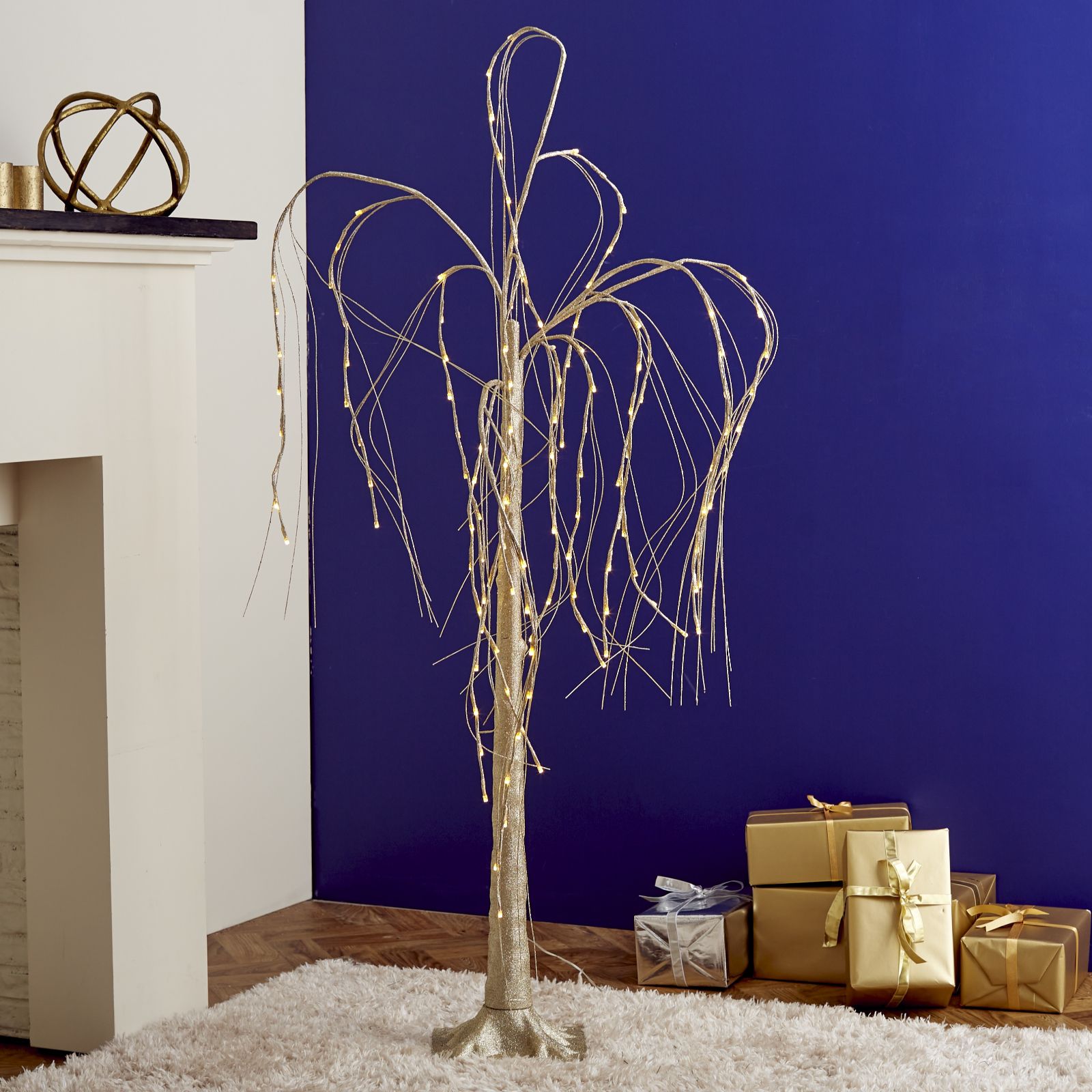 Alison Cork PreLit Glitter Cascading Willow Tree QVC UK
