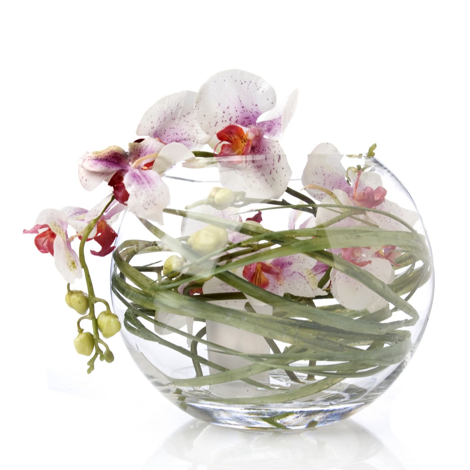 Peony Phalaenopsis Orchid Faux Flowers in a Glass Bowl QVC UK