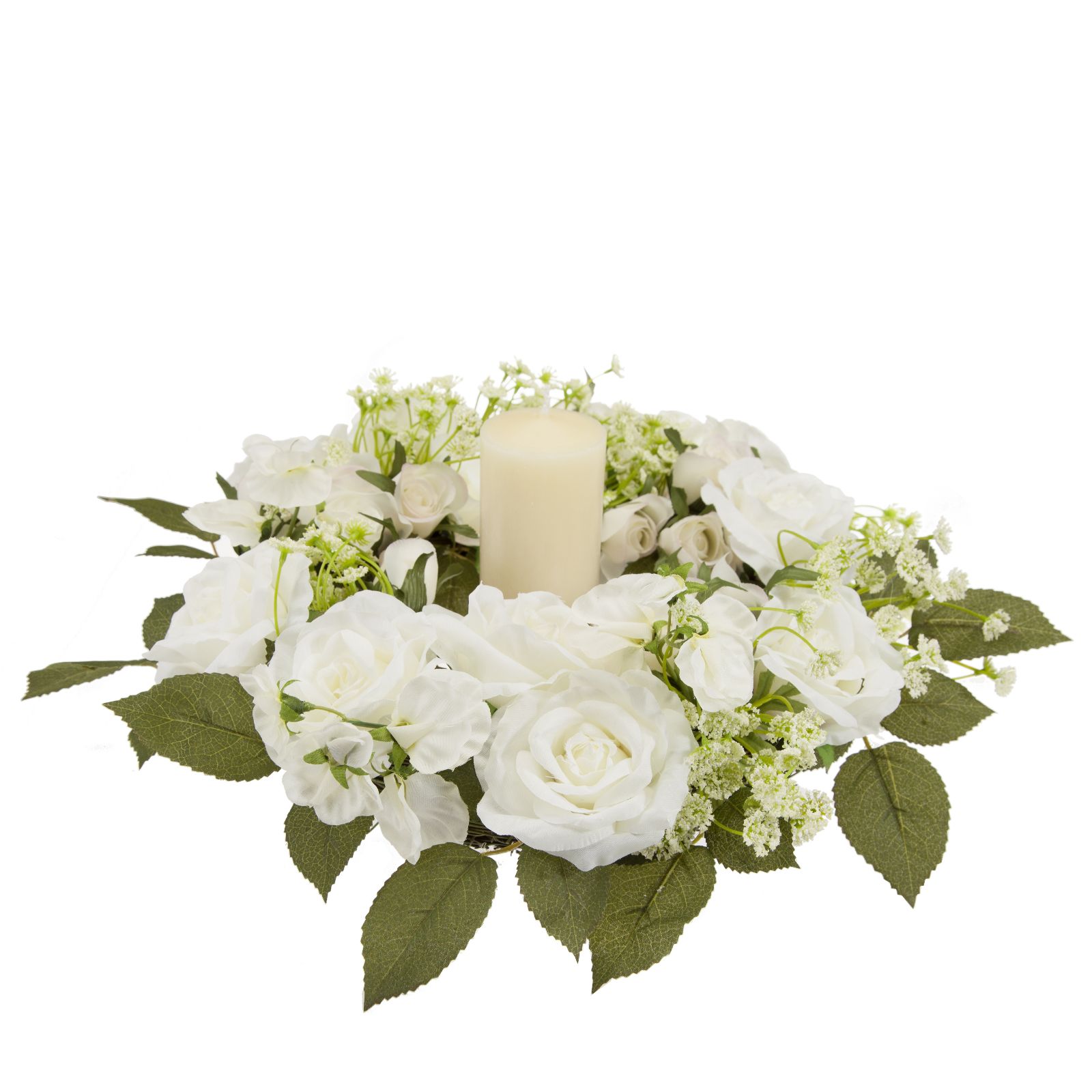 Peony Seasonal Faux Flower Wreath & Candle Table Centerpiece QVC UK