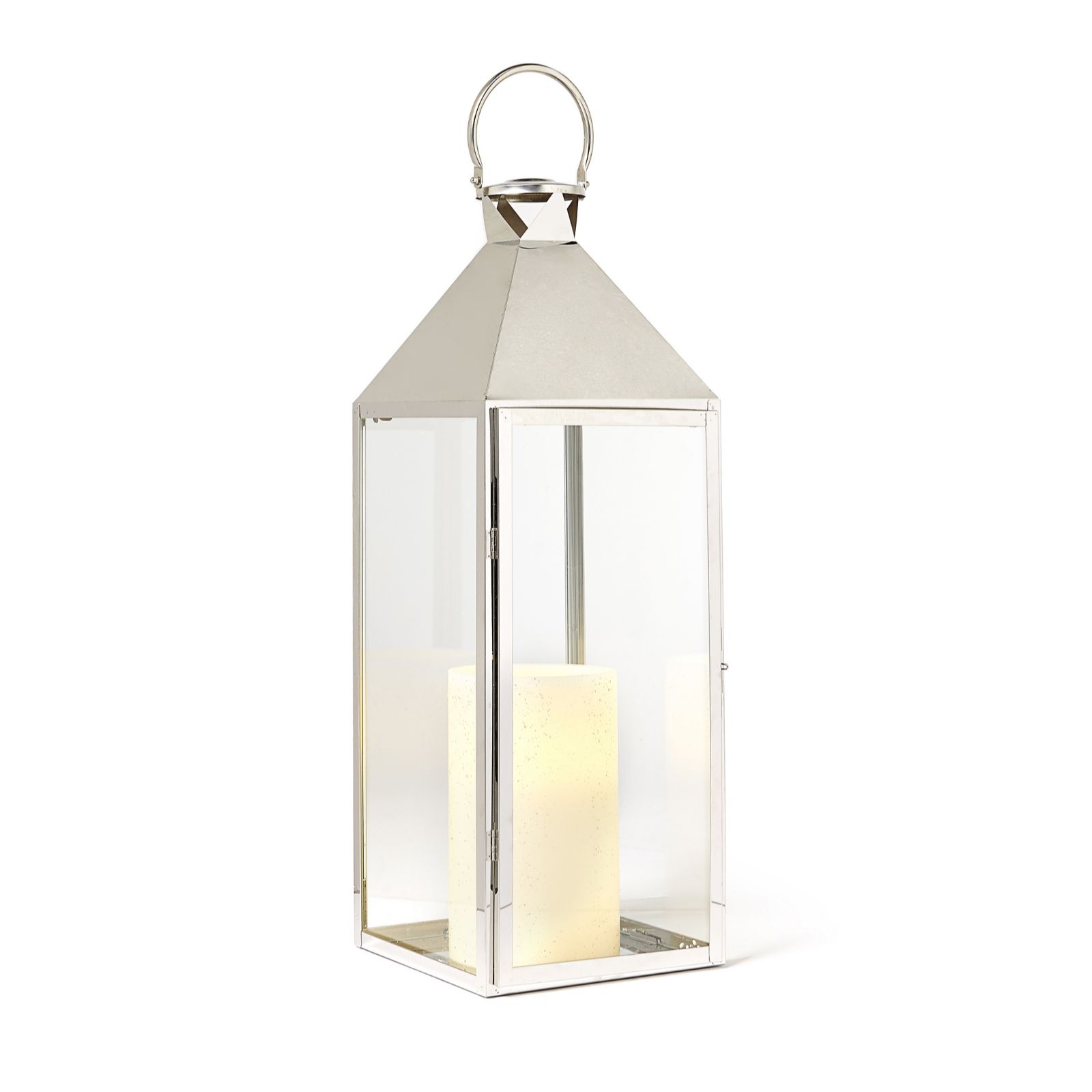 Alison Cork Stainless Steel Lantern with LED Candle QVC UK