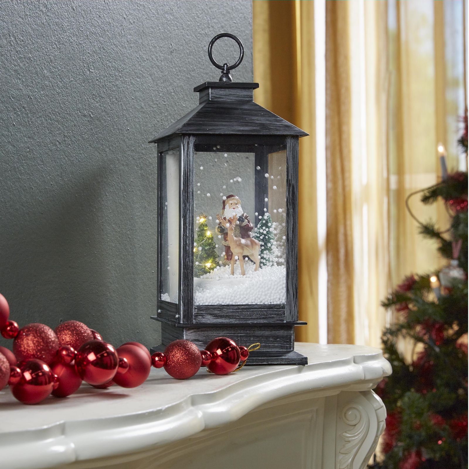 Snow Blowing Christmas Decorations Santa Express Prelit Musical Snow blowing Winter Landscape Lantern