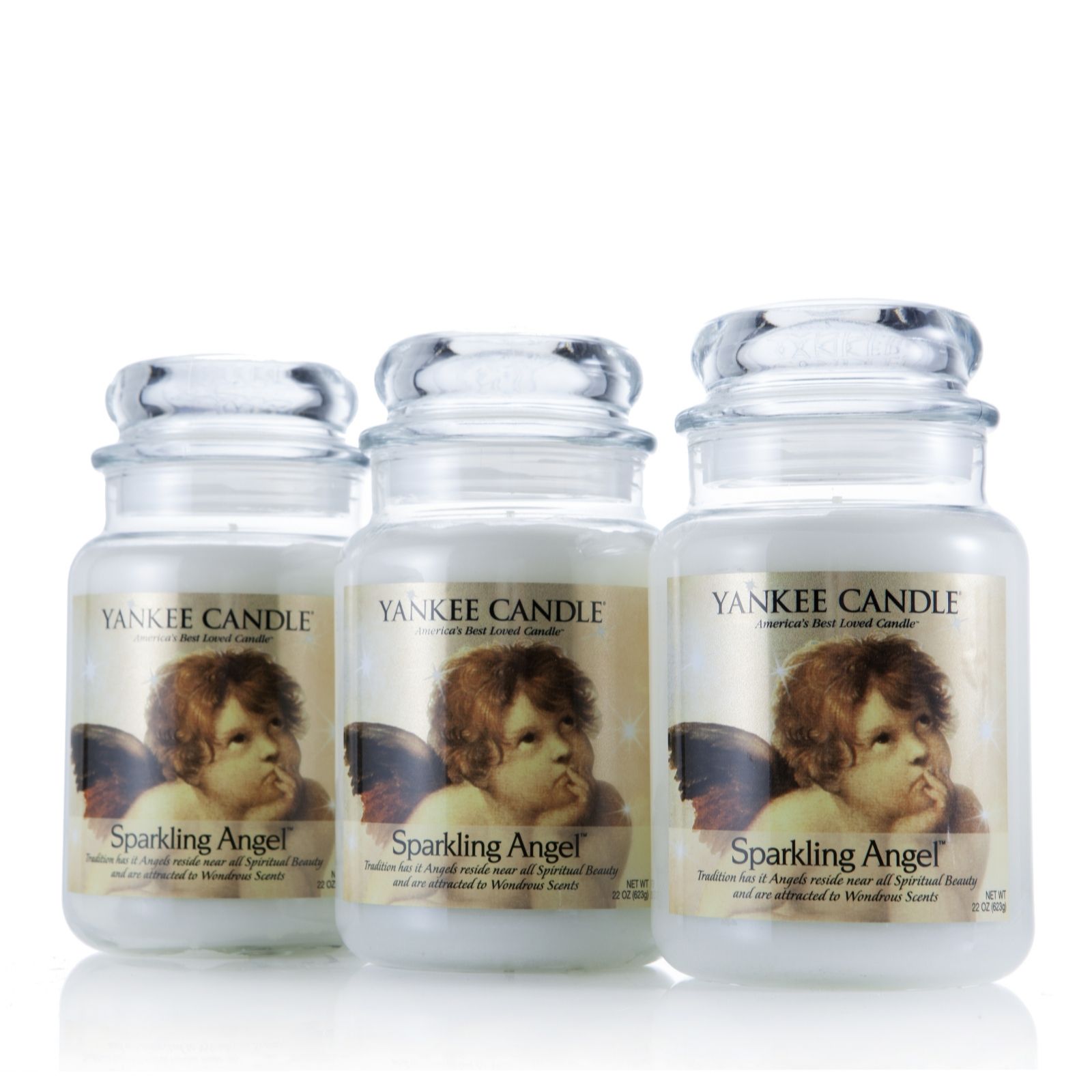 Yankee Candle Set of 3 Sparkling Angels Large Jars Page 1 QVC UK