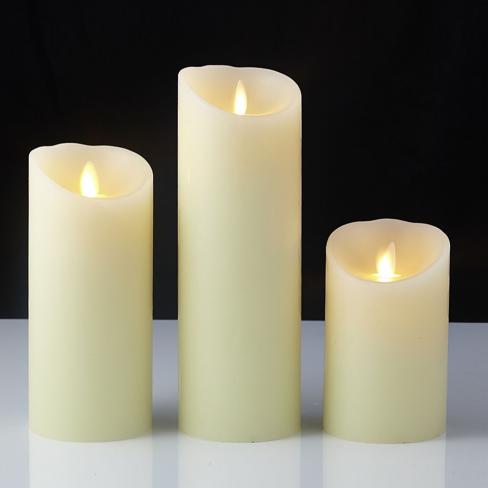 Flameless Pillar Candles With Remote Luminara Wax Flameless Pillar Candle with Remote Control QVC UK