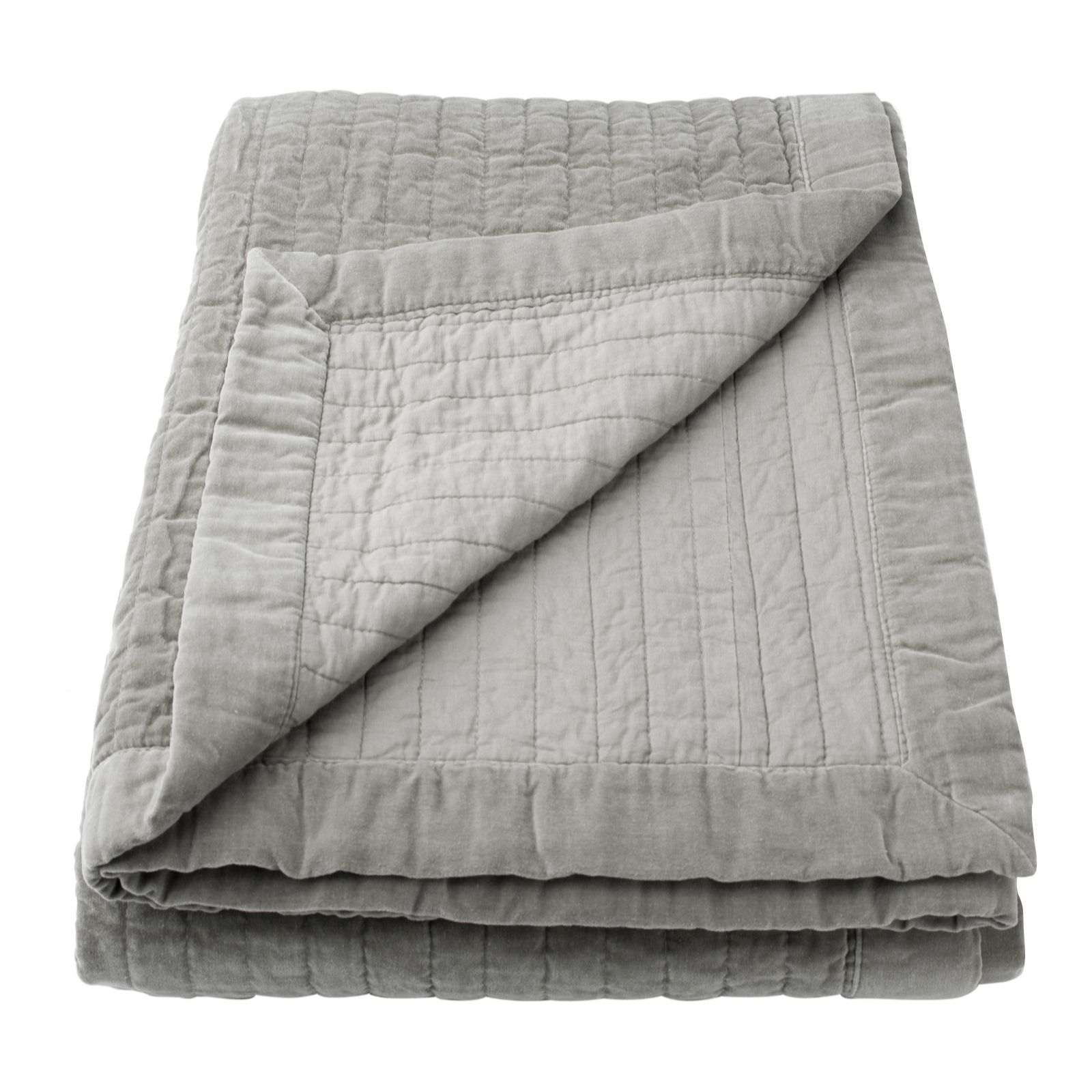 Northern Nights Stitched Stripe Quilted Cotton Velvet Throw QVC UK