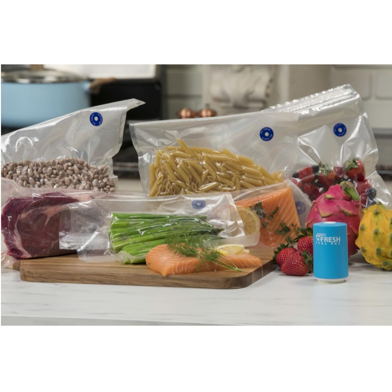 Always Fresh Seal Vac Handheld Vacuum Sealer with 6 Reusable Bags QVC UK