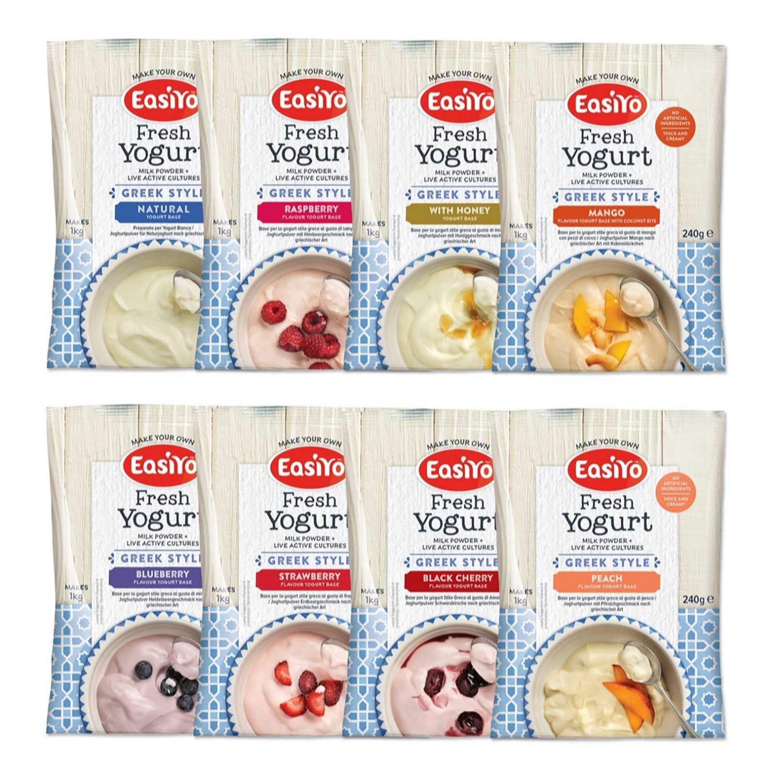 Easiyo Set of 8 Variety Flavour Greek Style Yogurt QVC UK
