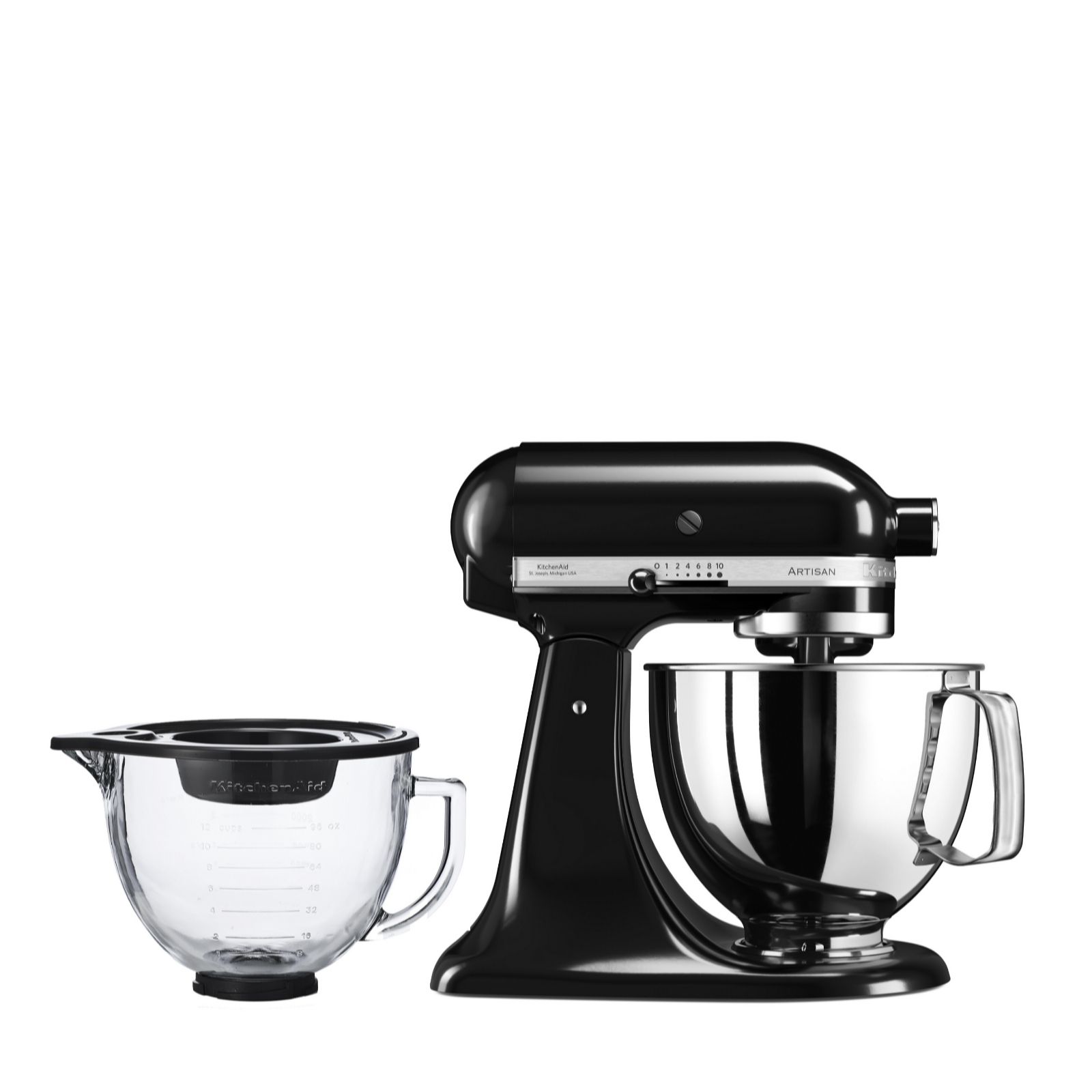 KitchenAid 125 Artisan 4.8L Stand Mixer with Additional Glass Bowl QVC UK