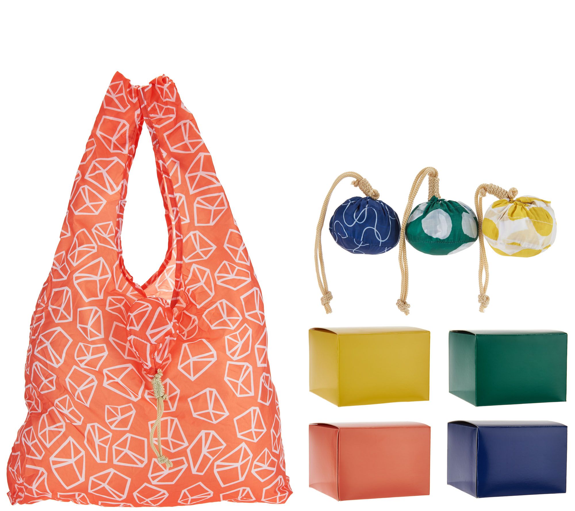 Kikkerland S/4 Reusable Shopping Bags with Pouch & Gift Boxes Page 1