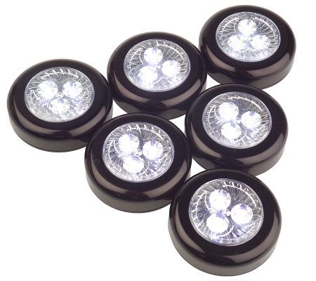 Set of 6 BatteryOperated Self-Adhesive 3 LED Push Lights - V25915 — QVC.com