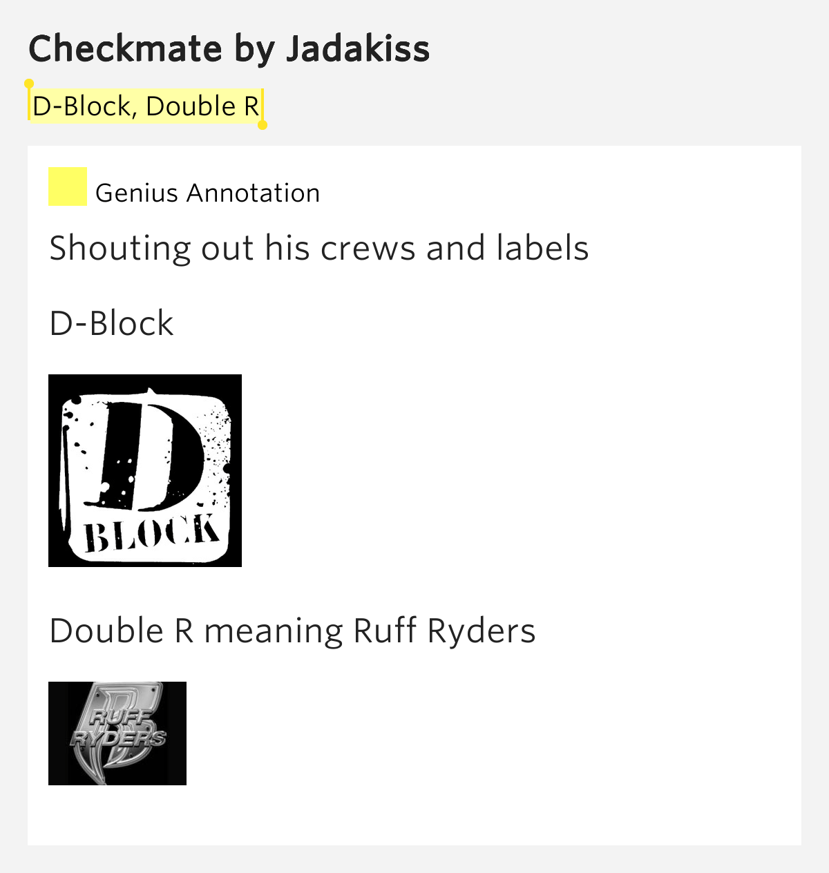 DBlock, Double R Checkmate Lyrics Meaning
