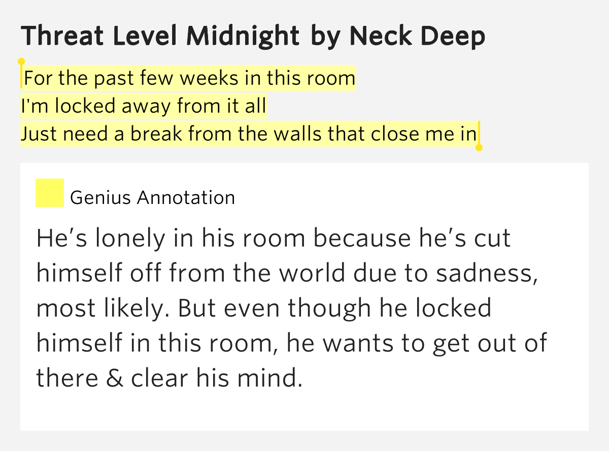 For the past few weeks in this room / I'm locked away from it all