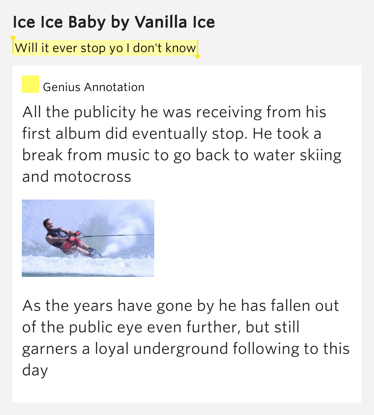 Will it ever stop yo I don't know Ice Ice Baby Lyrics Meaning
