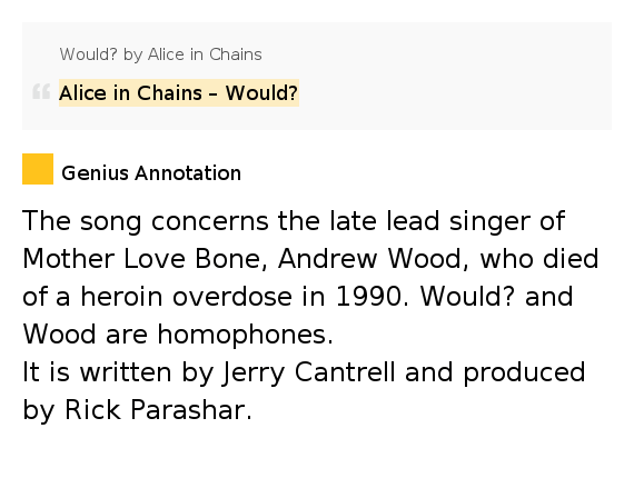 Would? Would? Lyrics Meaning