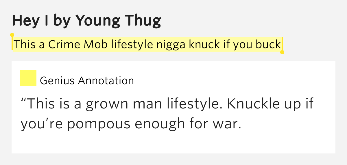 This a Crime Mob lifestyle nigga knuck if you buck Hey I