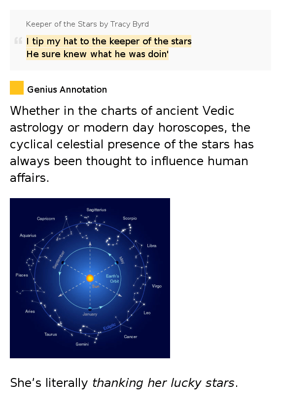 I tip my hat to the keeper of the stars /.. Keeper of the Stars