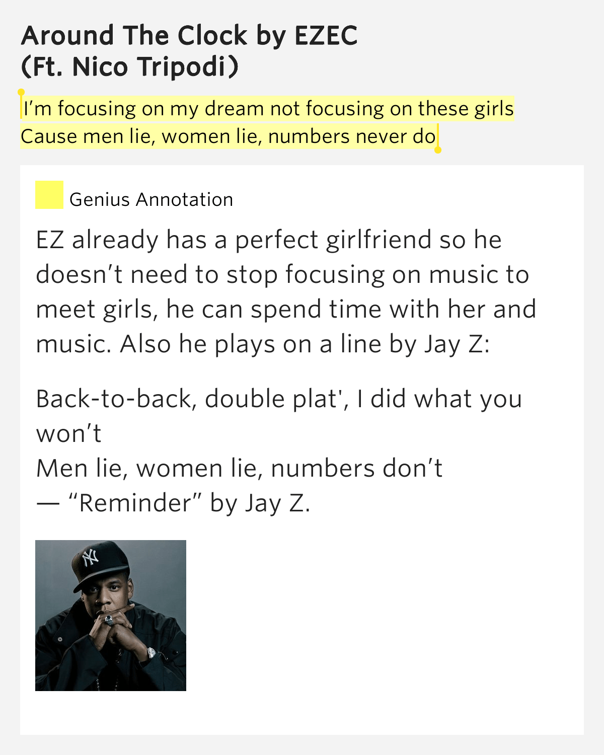 I’m focusing on my dream not focusing on these girls / Cause men lie