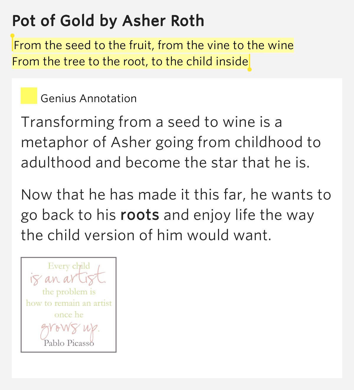 From the seed to the fruit, from the vine to the wine / From the tree