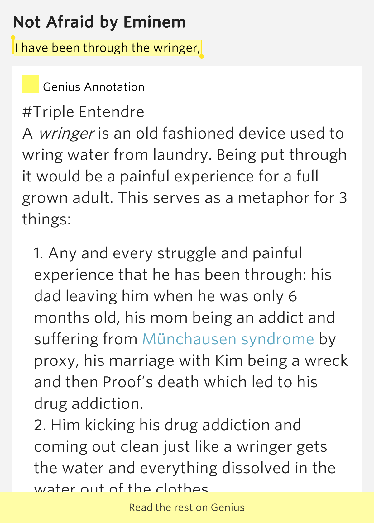I have been through the wringer, Not Afraid Lyrics Meaning