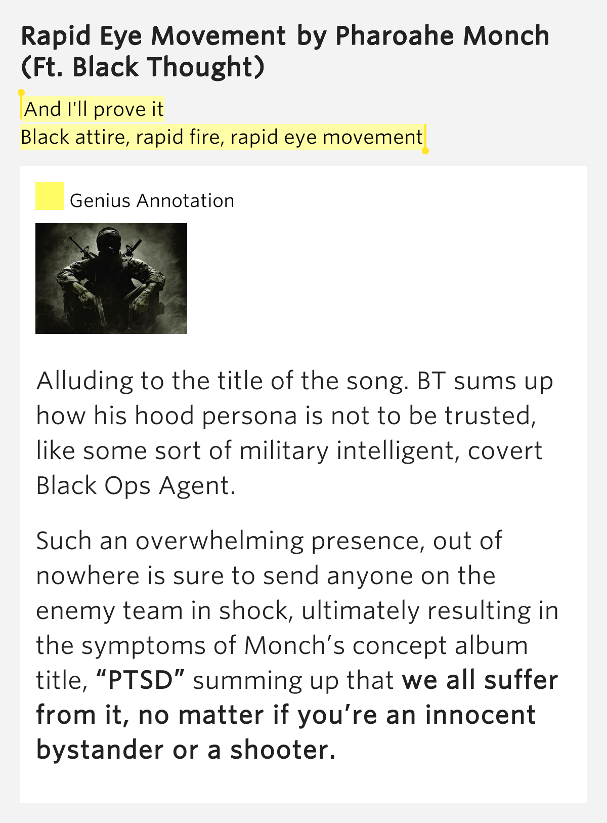 And I'll prove it / Black attire, rapid.. Rapid Eye Movement