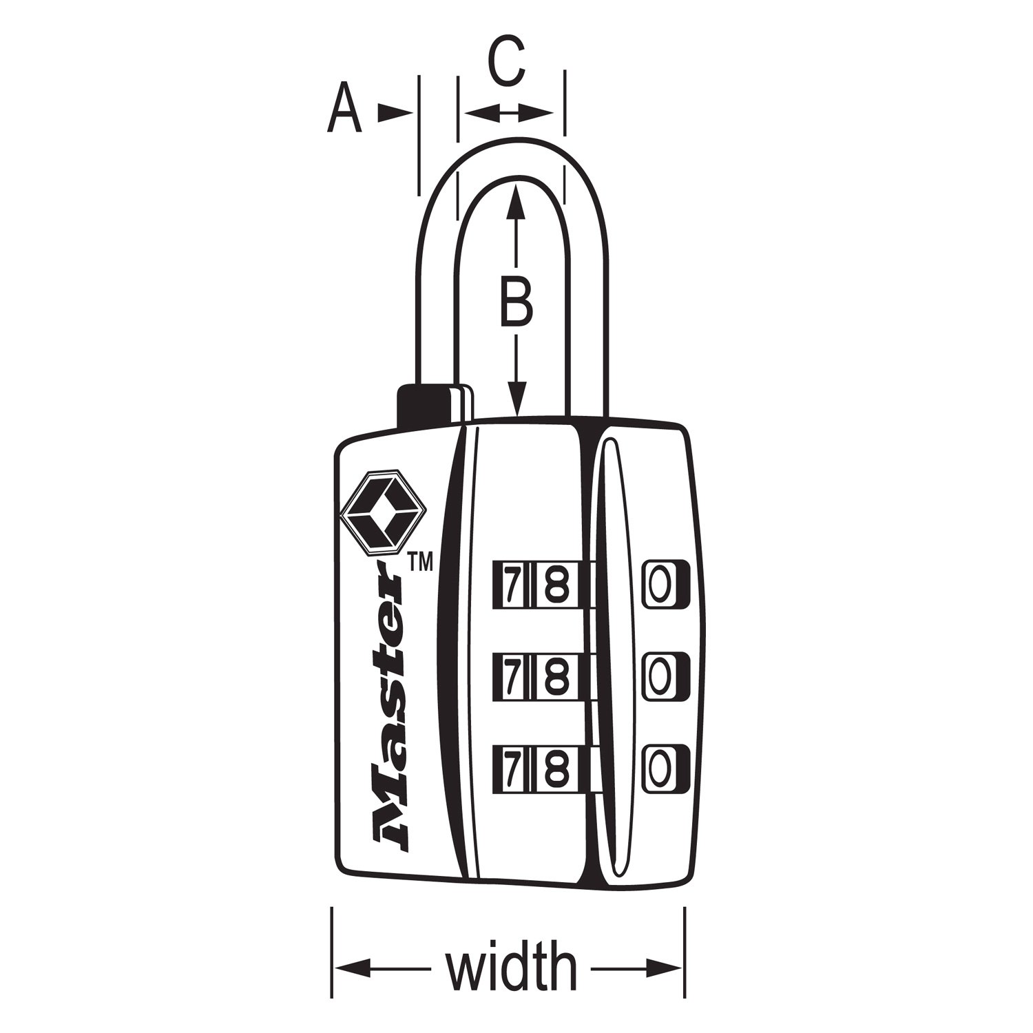 Master Lock® 4680DNKL 1 3/16" Nickel Combination Luggage Lock