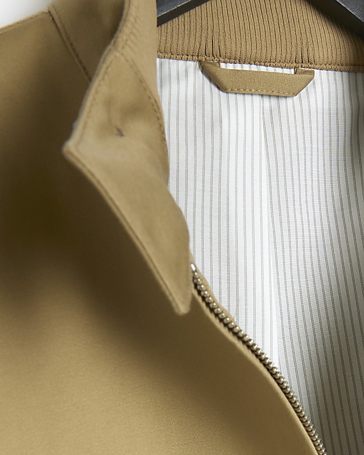 Stone regular fit funnel Harrington jacket River Island