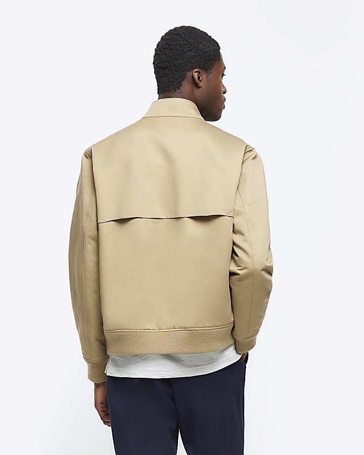 Stone regular fit funnel Harrington jacket River Island