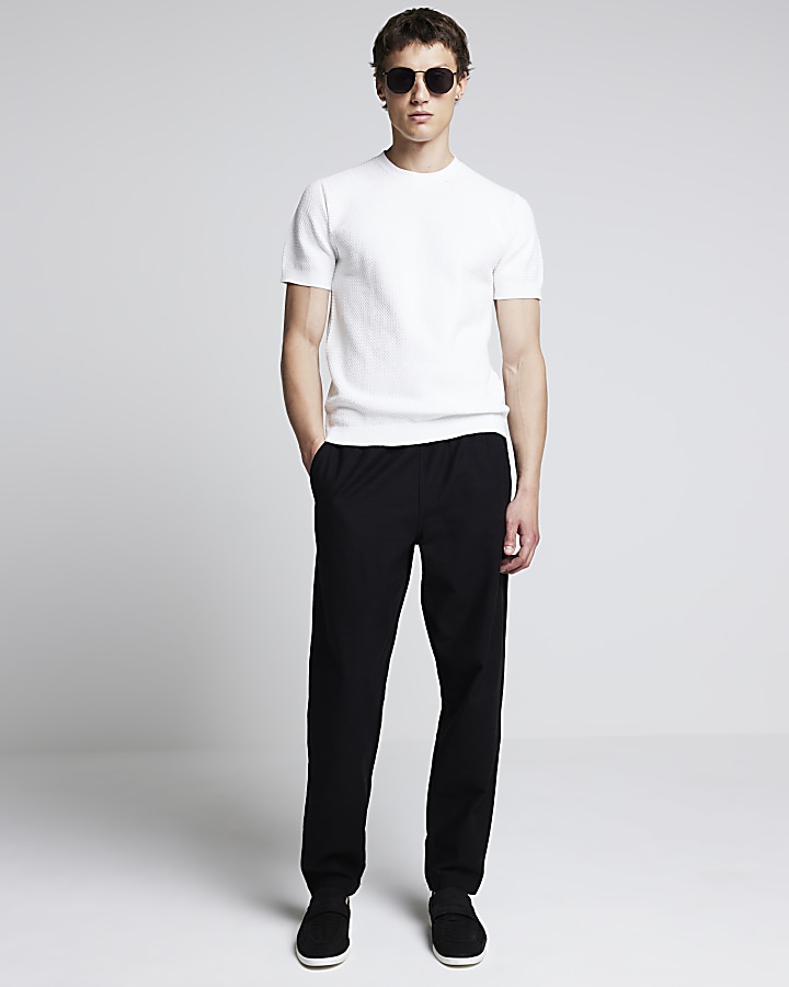 White slim fit textured knit tshirt River Island