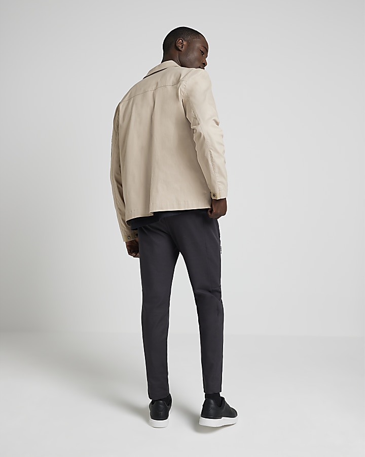 Grey slim fit zip cargo trousers River Island