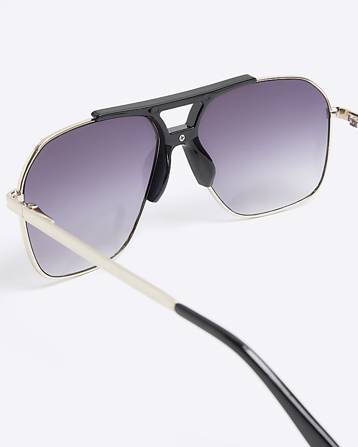Black cut out aviator sunglasses River Island