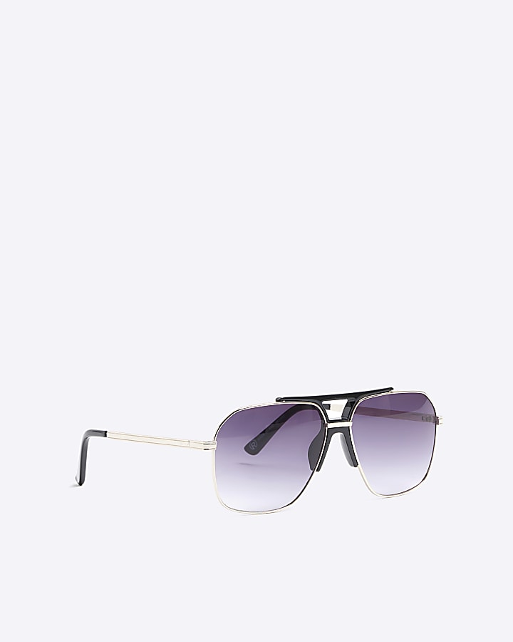 Black cut out aviator sunglasses River Island