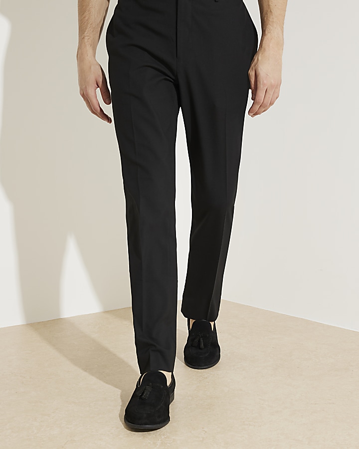 Black suede tassel loafers River Island