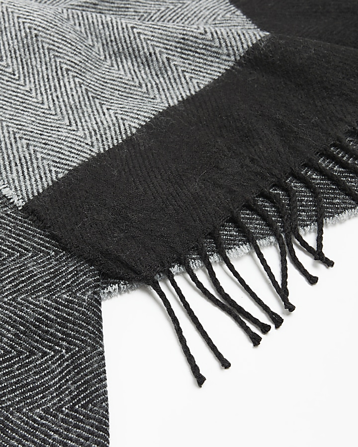 Black herringbone scarf River Island