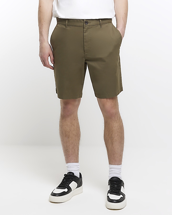 Green slim fit chino shorts River Island