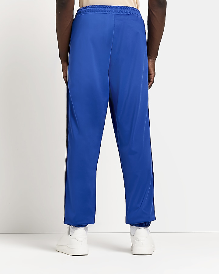 Blue Slim ft stripe Cuffed Joggers River Island