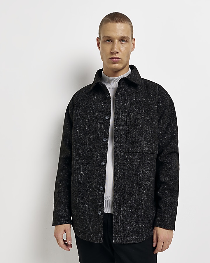 Black regular fit padded shacket River Island