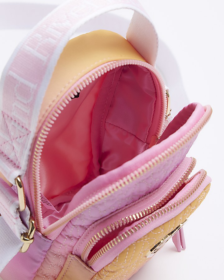 Girls orange ombre zip cross body bag River Island