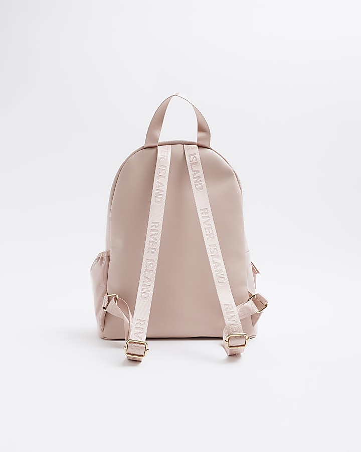 Girls pink quilted bow detail backpack River Island