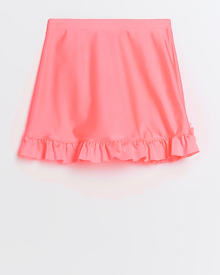 Girls pink flower swim skirt River Island