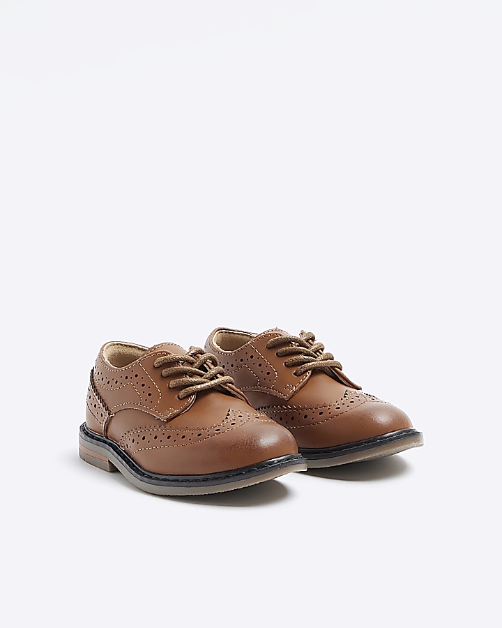 Mini boys brown brogue smart shoes River Island
