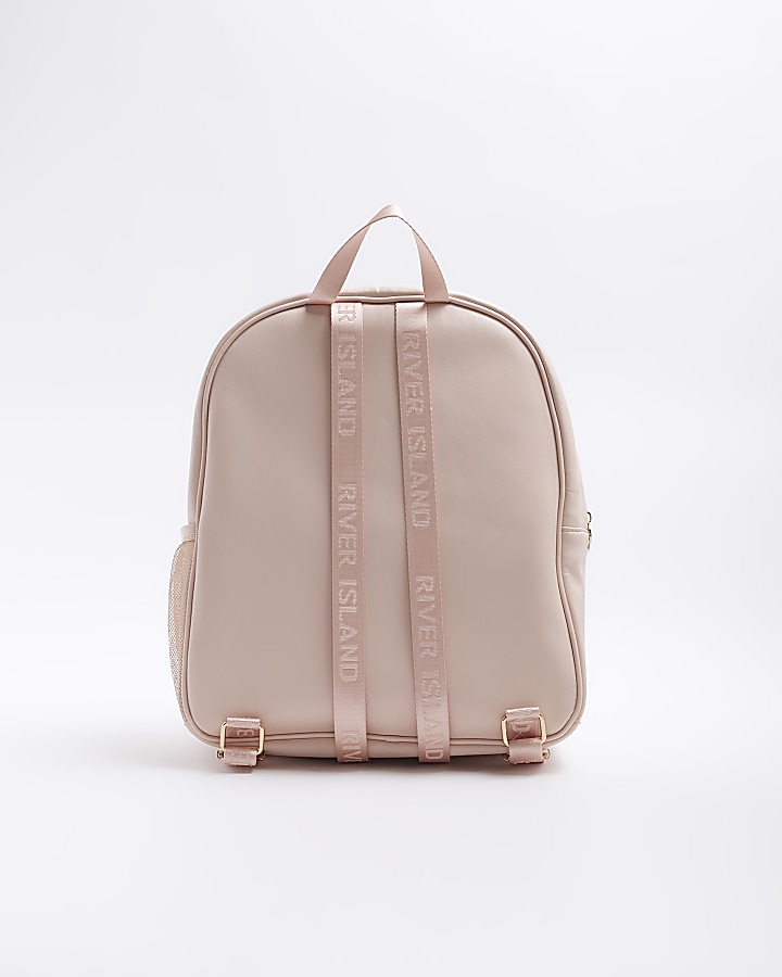 Girls pink quilted heart backpack River Island