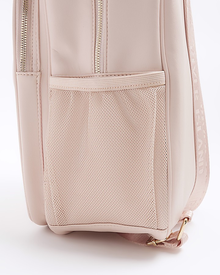 Girls pink quilted heart backpack River Island