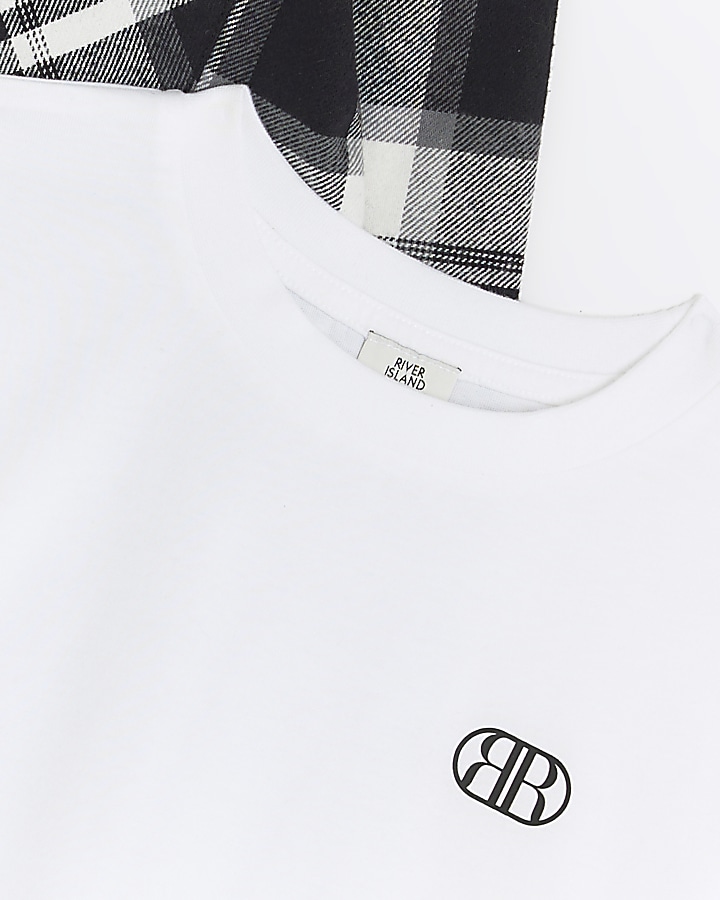 Boys Black Check Shirt and Tshirt Set River Island