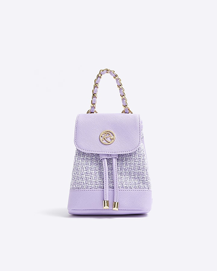 Girls purple boucle mini backpack River Island