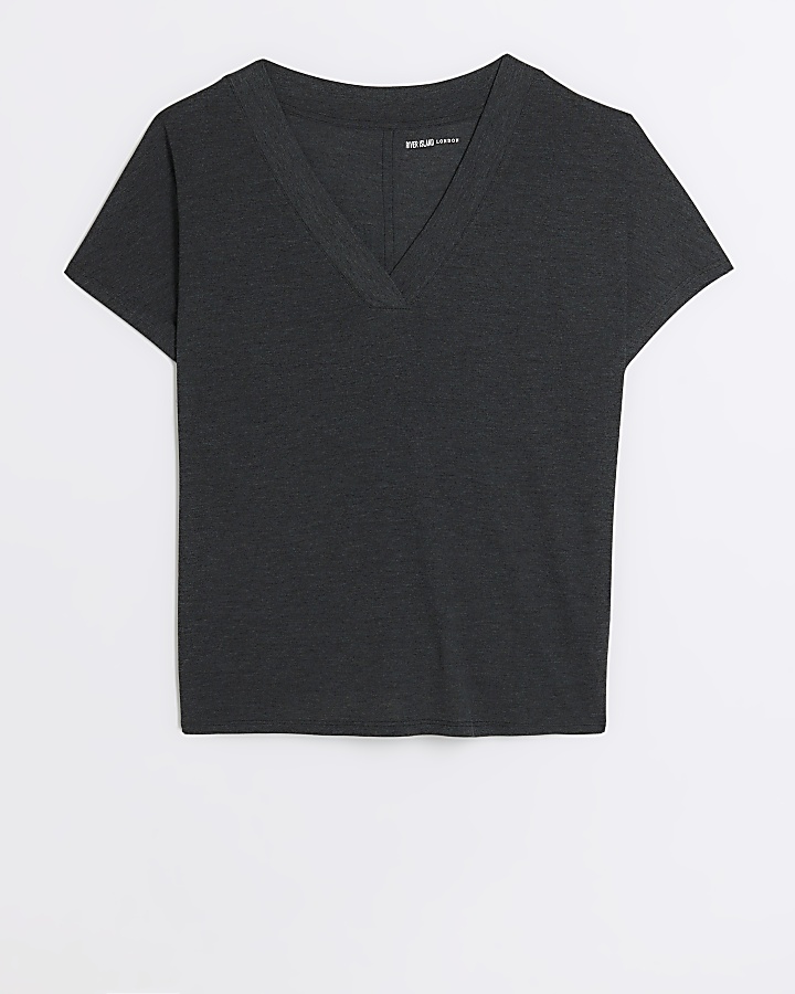 Grey vneck tshirt River Island